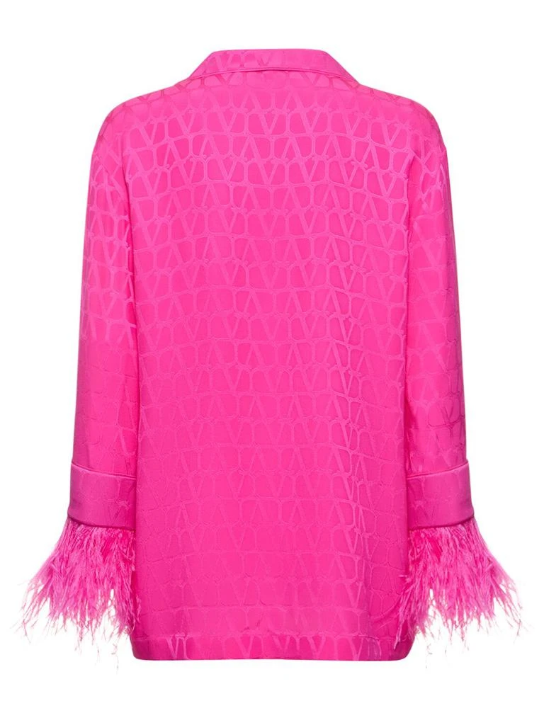 Valentino Logo Jacquard Silk Shirt W/feathers 4