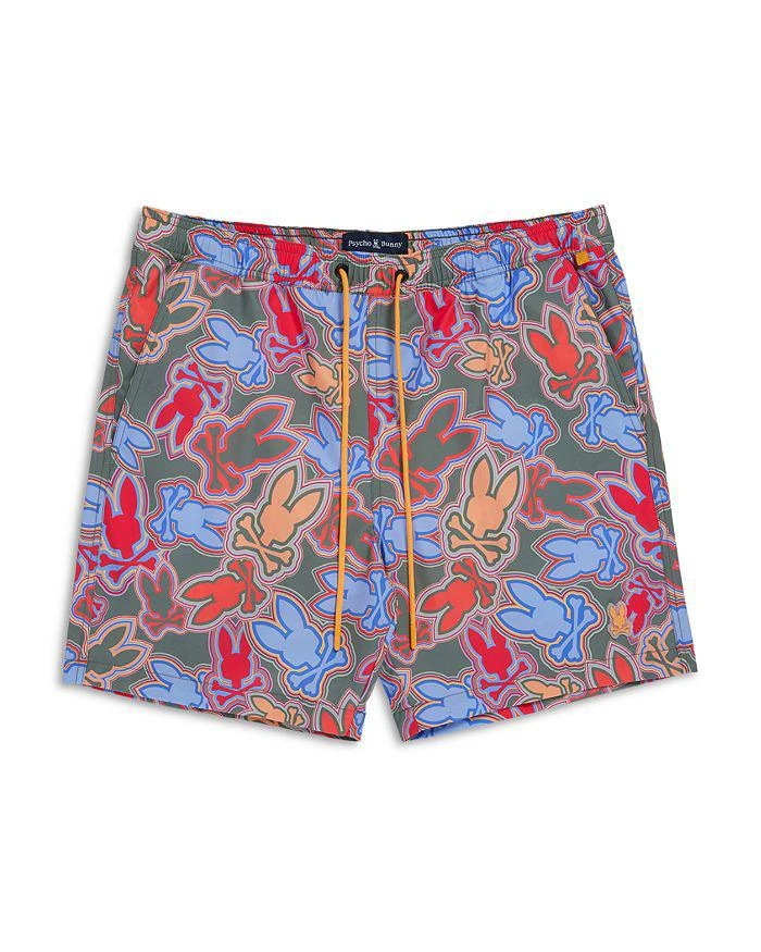 Psycho Bunny Jackson Printed Drawstring 5.75" Swim Trunks 6