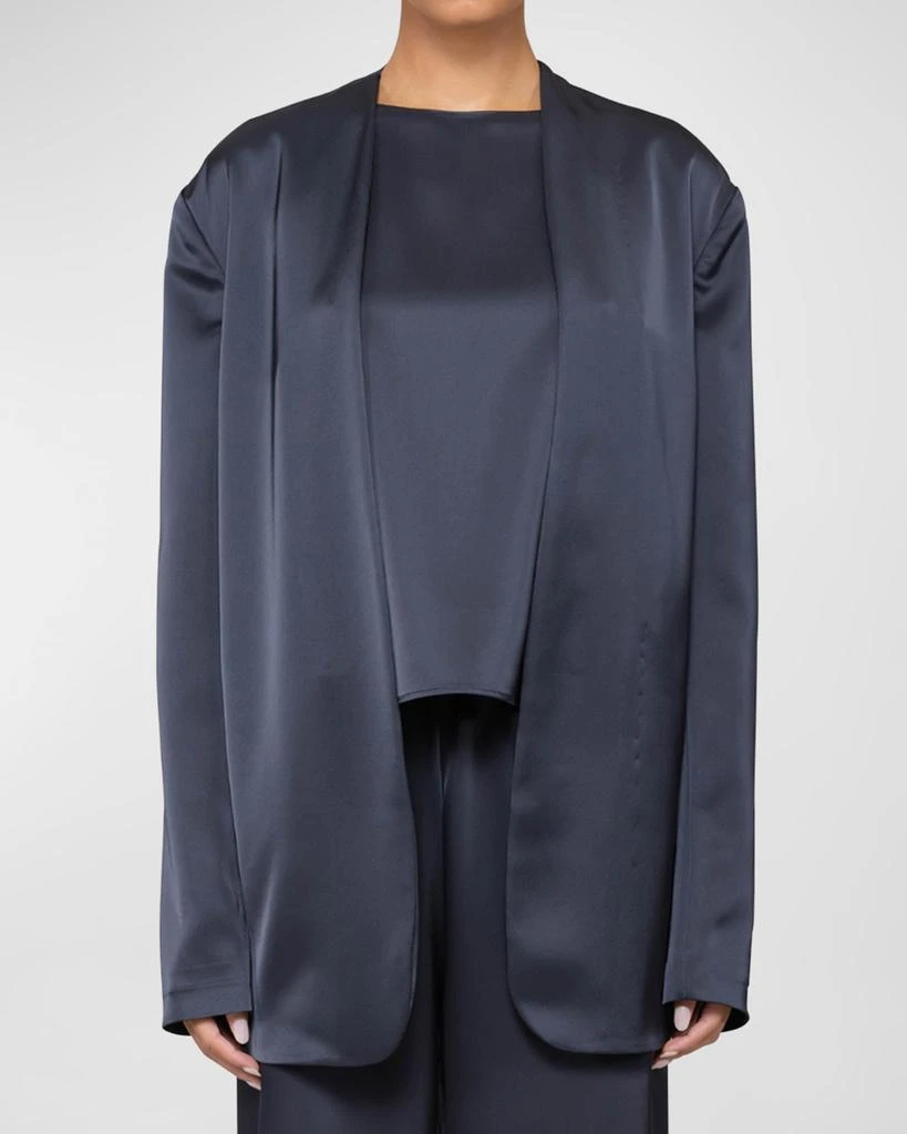 LESET Barb Satin Collarless Blazer 1