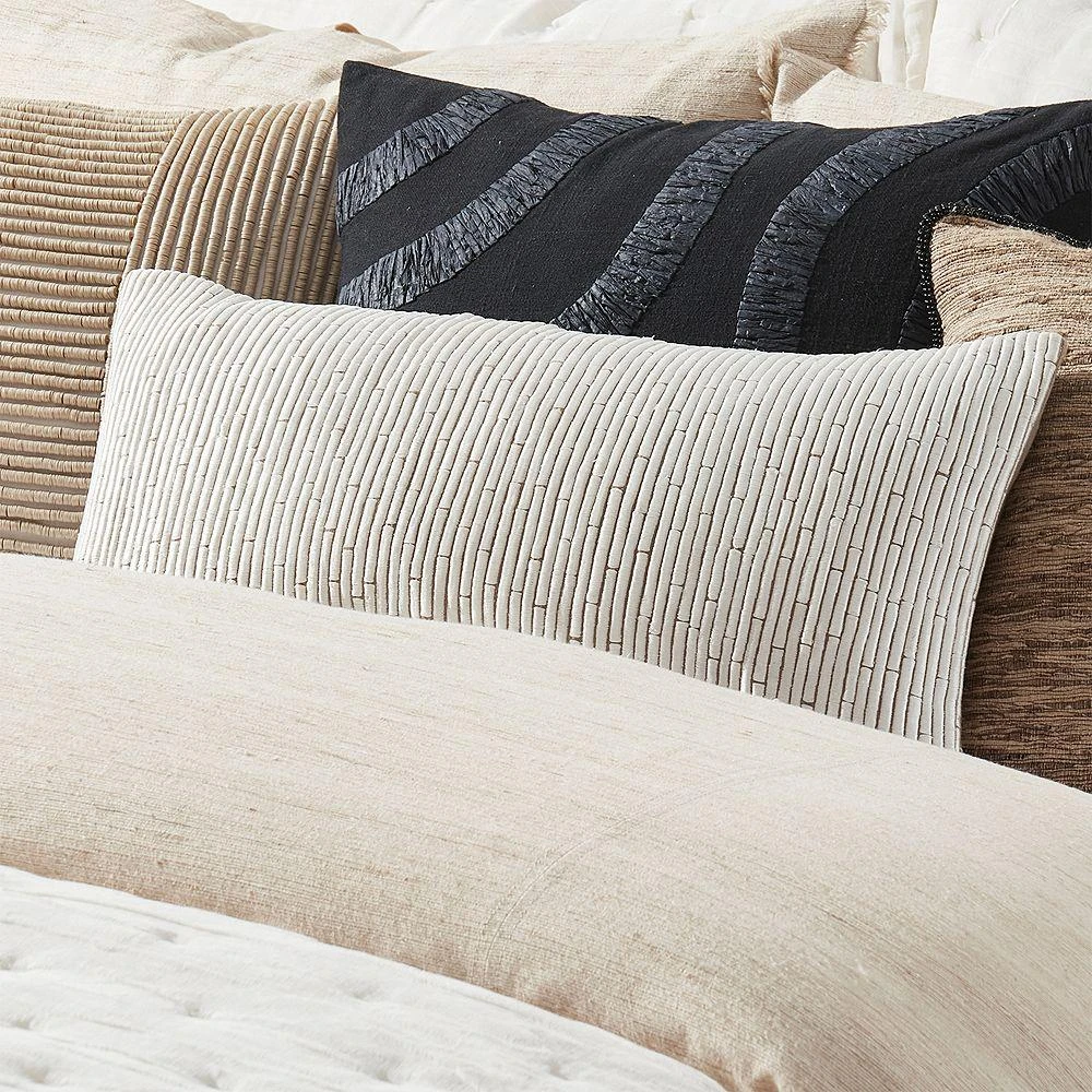 Donna Karan Home Embroidered Block Decorative Pillow, 11" x 22" 3