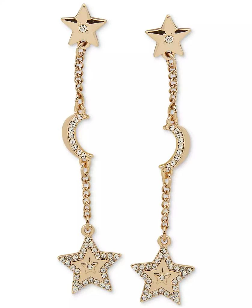 Karl Lagerfeld Paris Gold-Tone Pavé Star & Moon Linear Drop Earrings 1