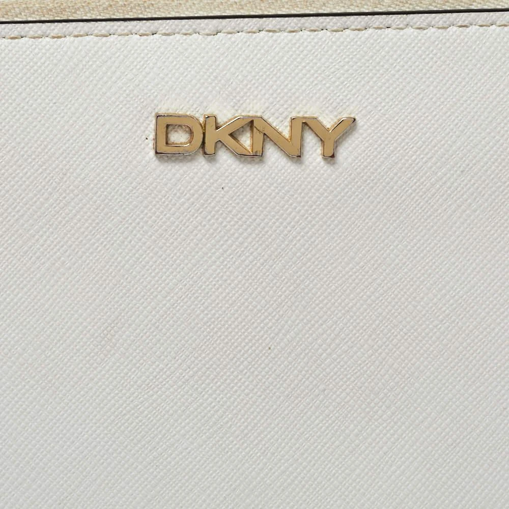DKNY Dkny White Saffiano Leather Zip Around Continental Wallet 5
