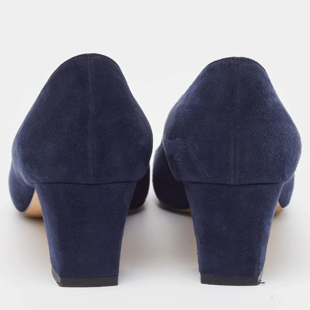 Manolo Blahnik Manolo Blahnik Navy Blue Suede Block Heel Pumps Size 38 5