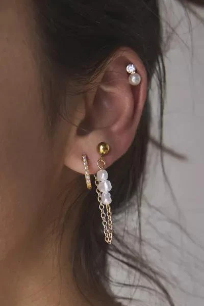 Urban Outfitters Pearl Waterproof Earring Stack Set 2