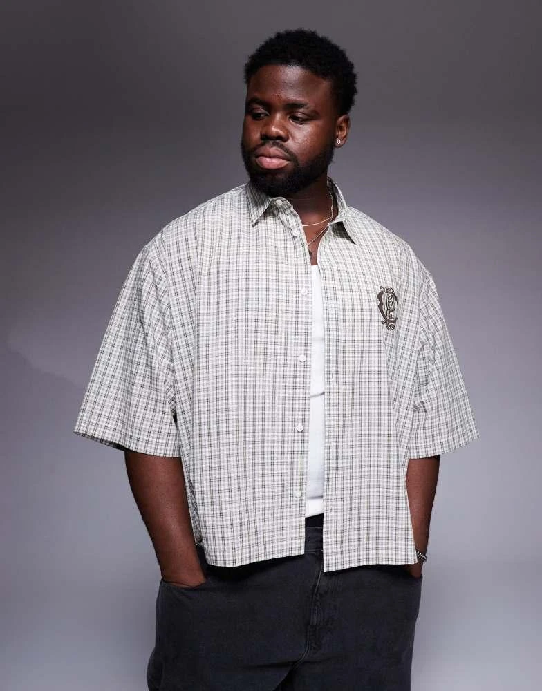 ASOS DESIGN boxy oversized shirt in green check – On Sale Now with