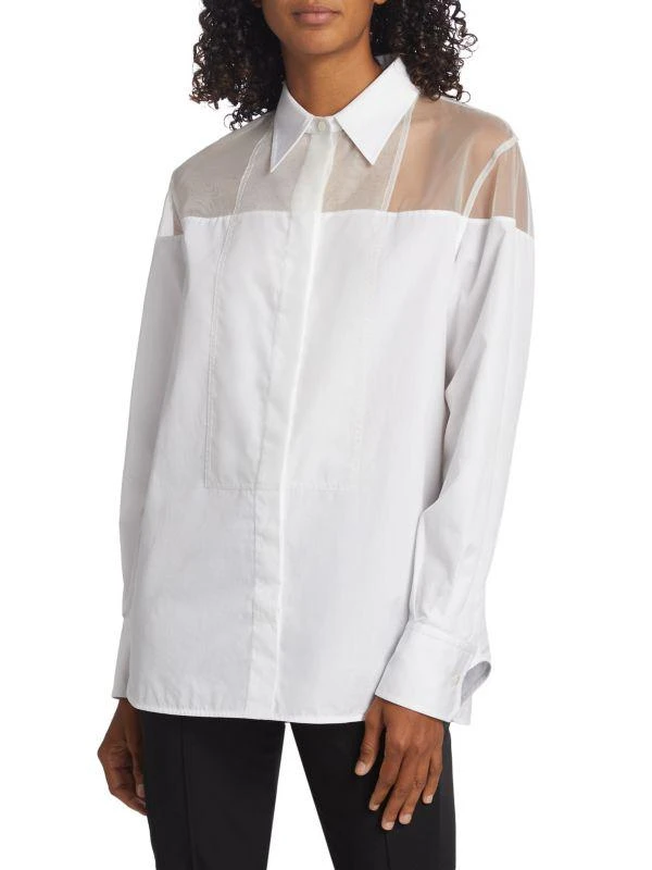 Helmut Lang Poplin Cotton Sheer Yoke Tuxedo Shirt 1