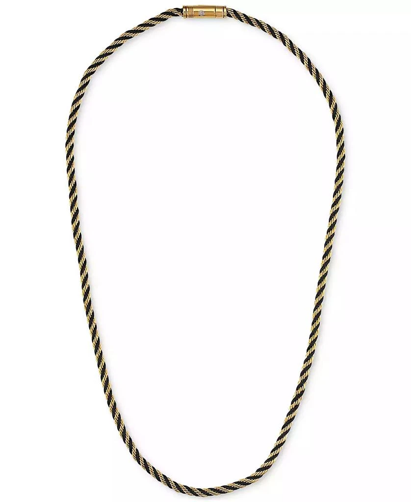 Esquire Men's Jewelry Black Cord Intertwined Rope Link 22" Chain Necklace in Gold-Tone Ion-Plated Stainless Steel, Exclusively at Macy's 3