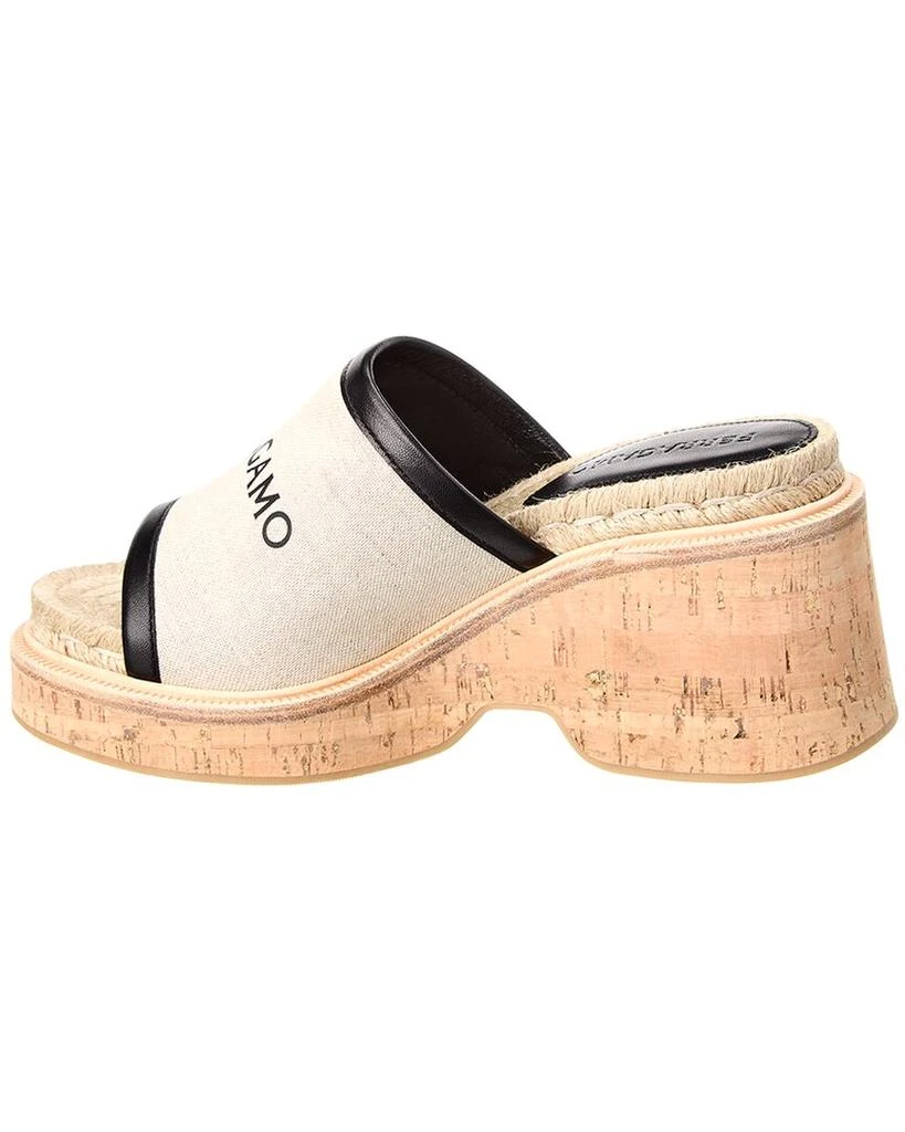 Salvatore Ferragamo Ferragamo Sole Canvas 
Leather Platform Sandal 2