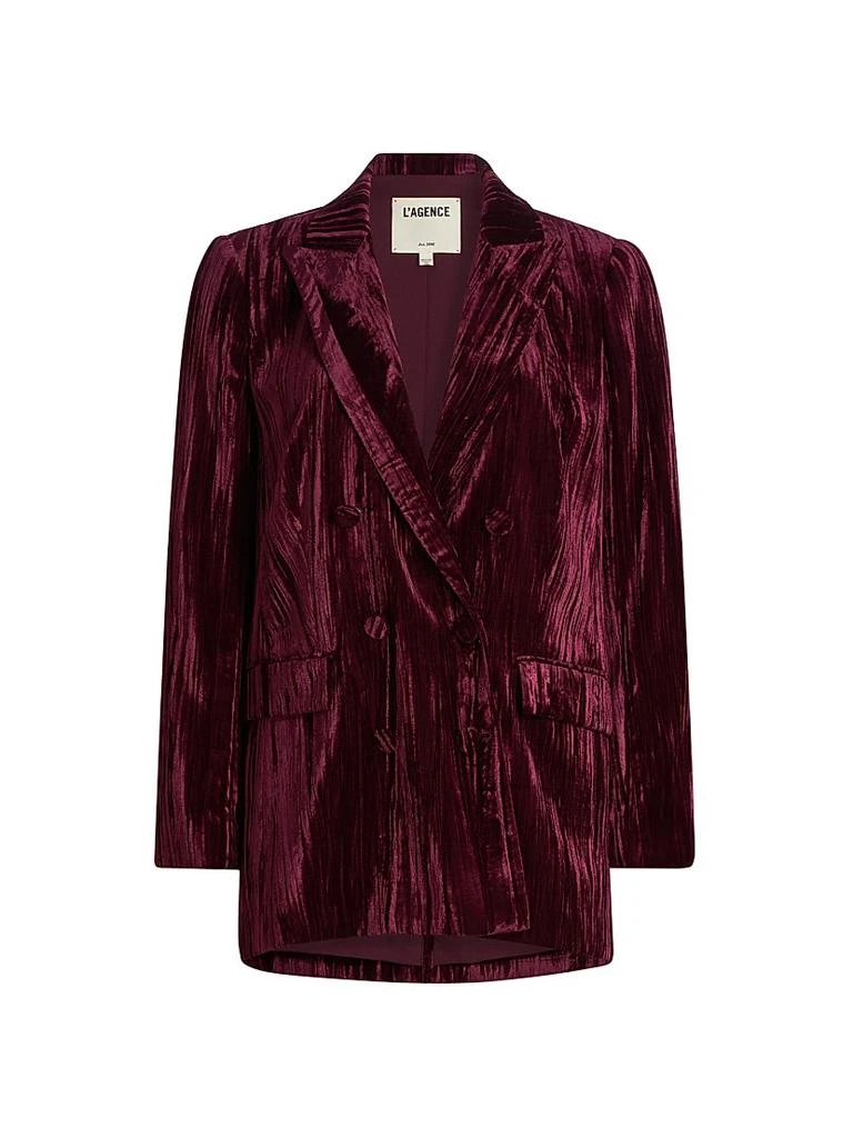 L'Agence Aimee Velvet Double-Breasted Blazer 1