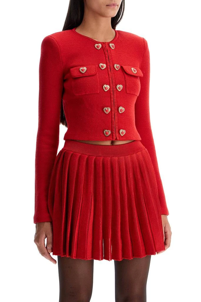 Self Portrait short knitted cardigan with heart-shaped buttons 2