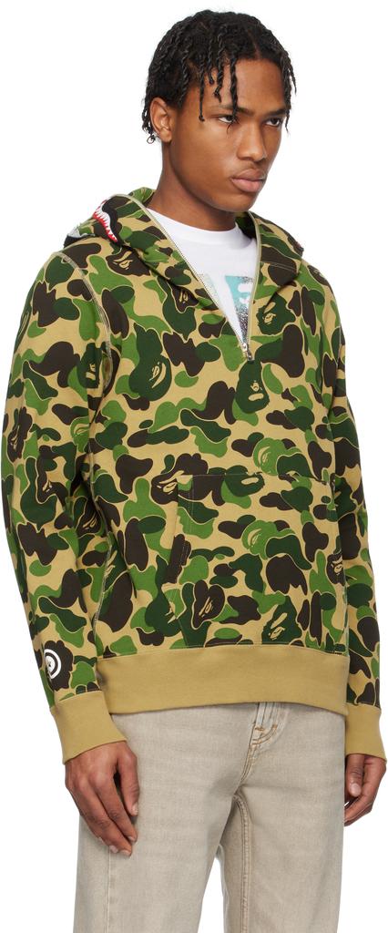 Bape Green ABC Camo Shark Half Zip Hoodie