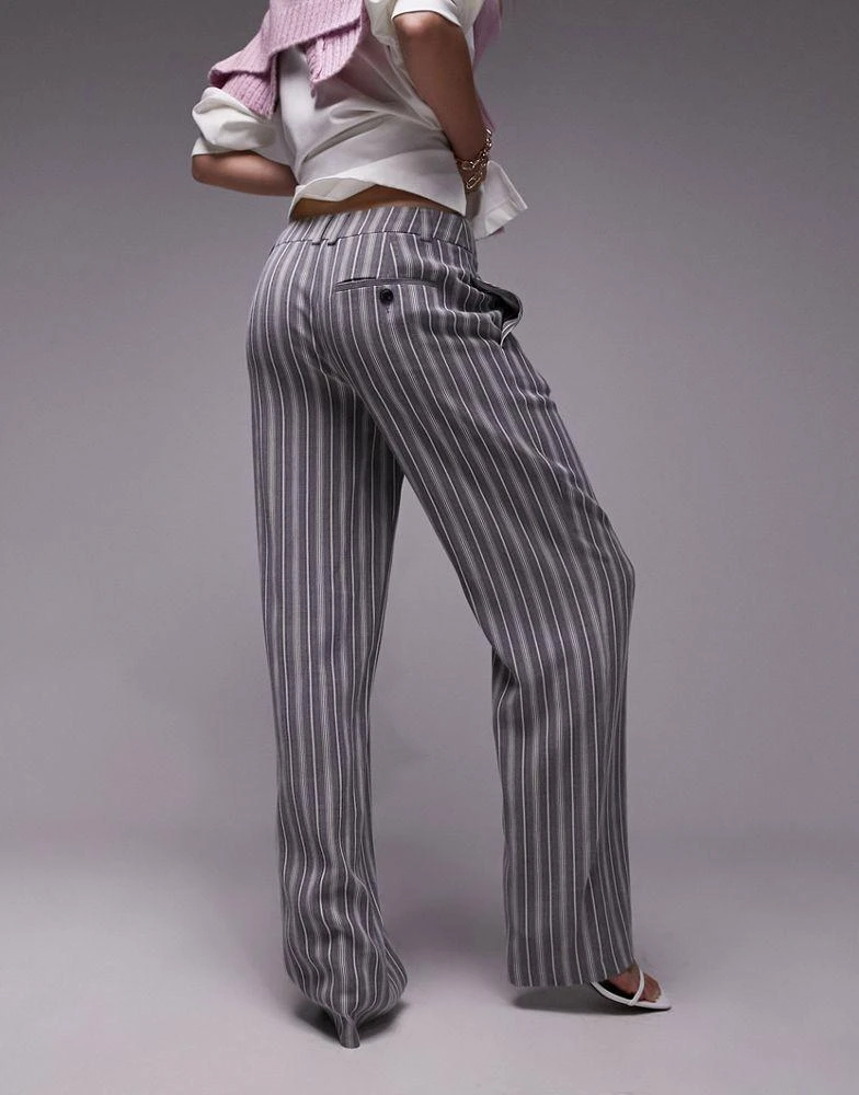 Topshop Tall Topshop Tall stripe low slung trousers in multi 2