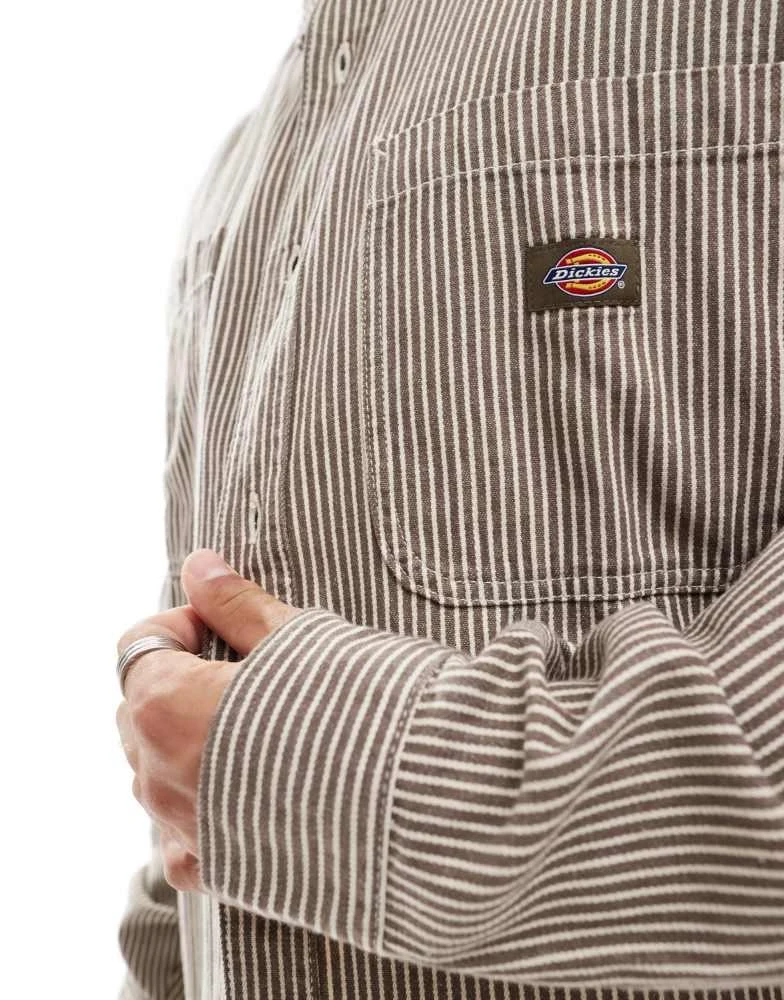 DICKIES Dickies hickory striped shirt in brown 2
