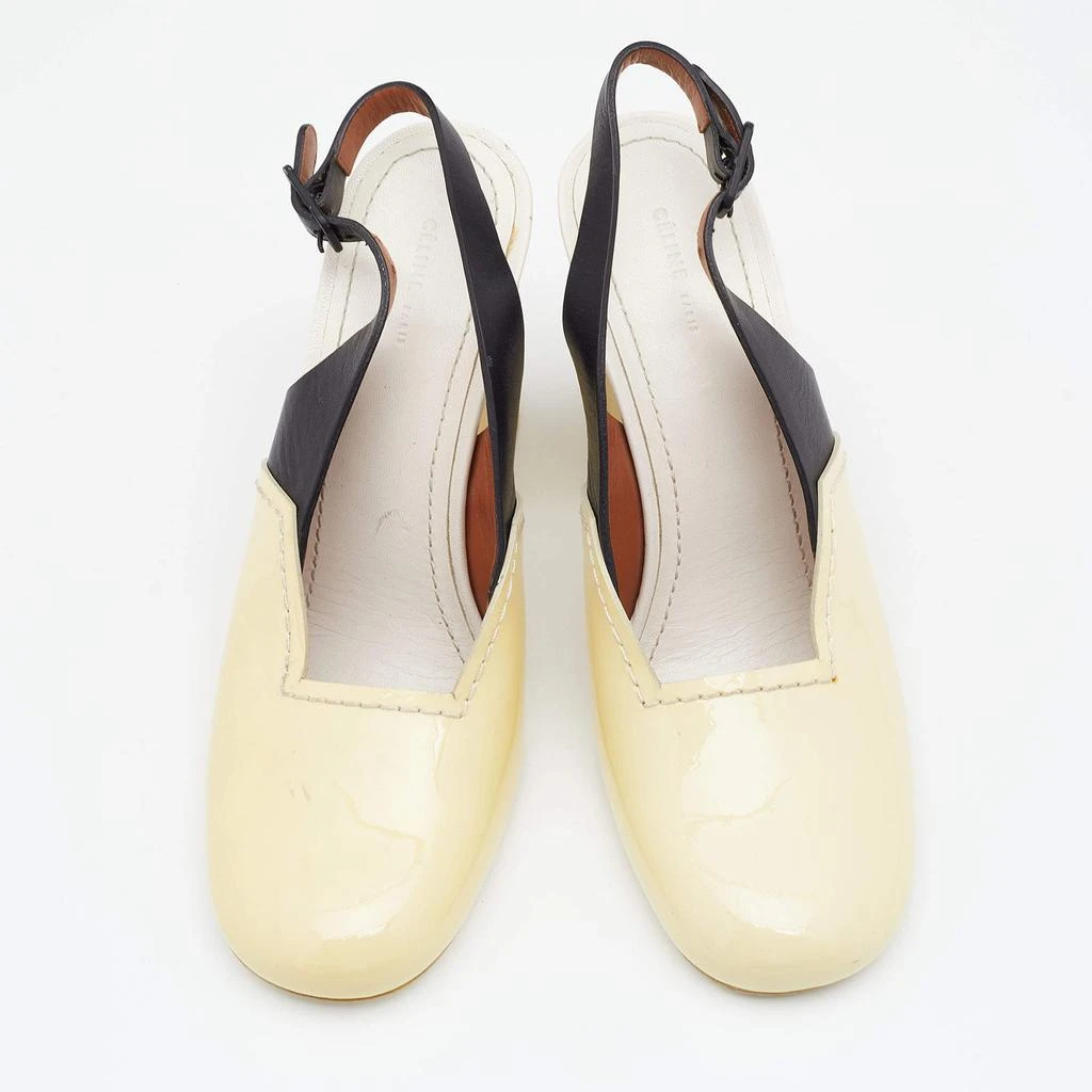 Celine Celine Cream/Black Patent And Leather Slingback Sandals Size 38 3