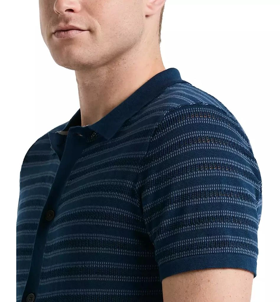 Perry Ellis Men
s Jacquard Multicolor Short Sleeve Striped Button-Front Sweater 3