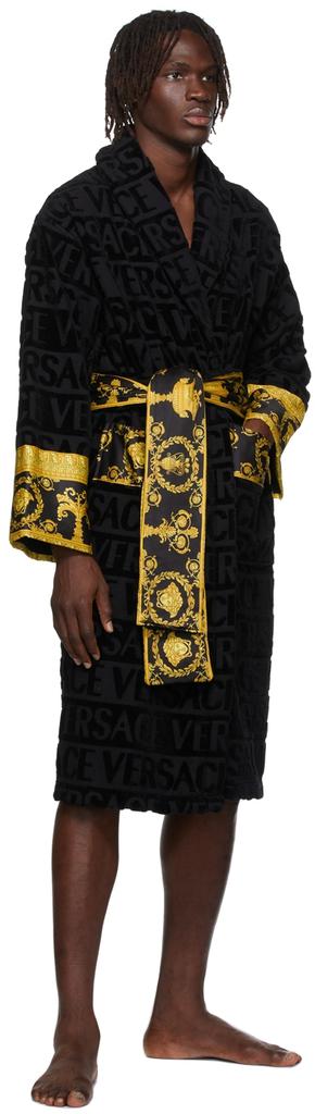 Versace Black I Heart Baroque Robe
