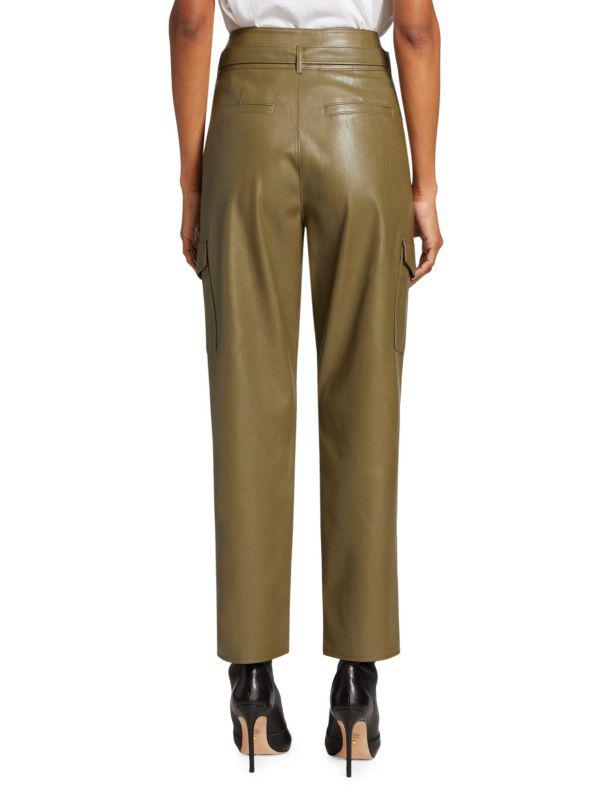 Paige Tesse Belted Faux Leather Cargo Pants