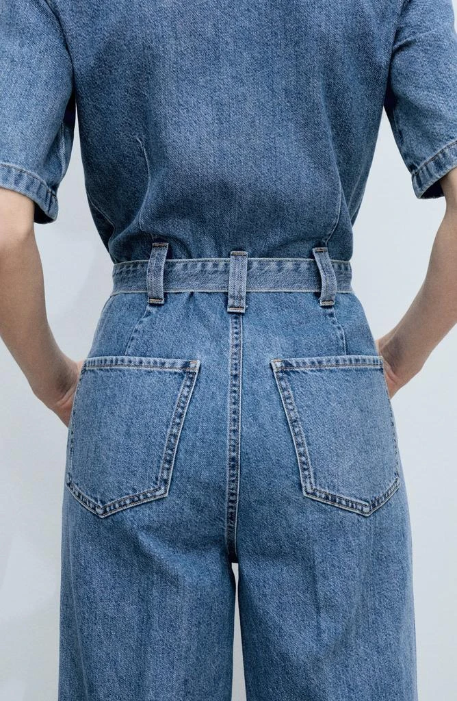 Mango Fleur Tie Waist Denim Jumpsuit 2
