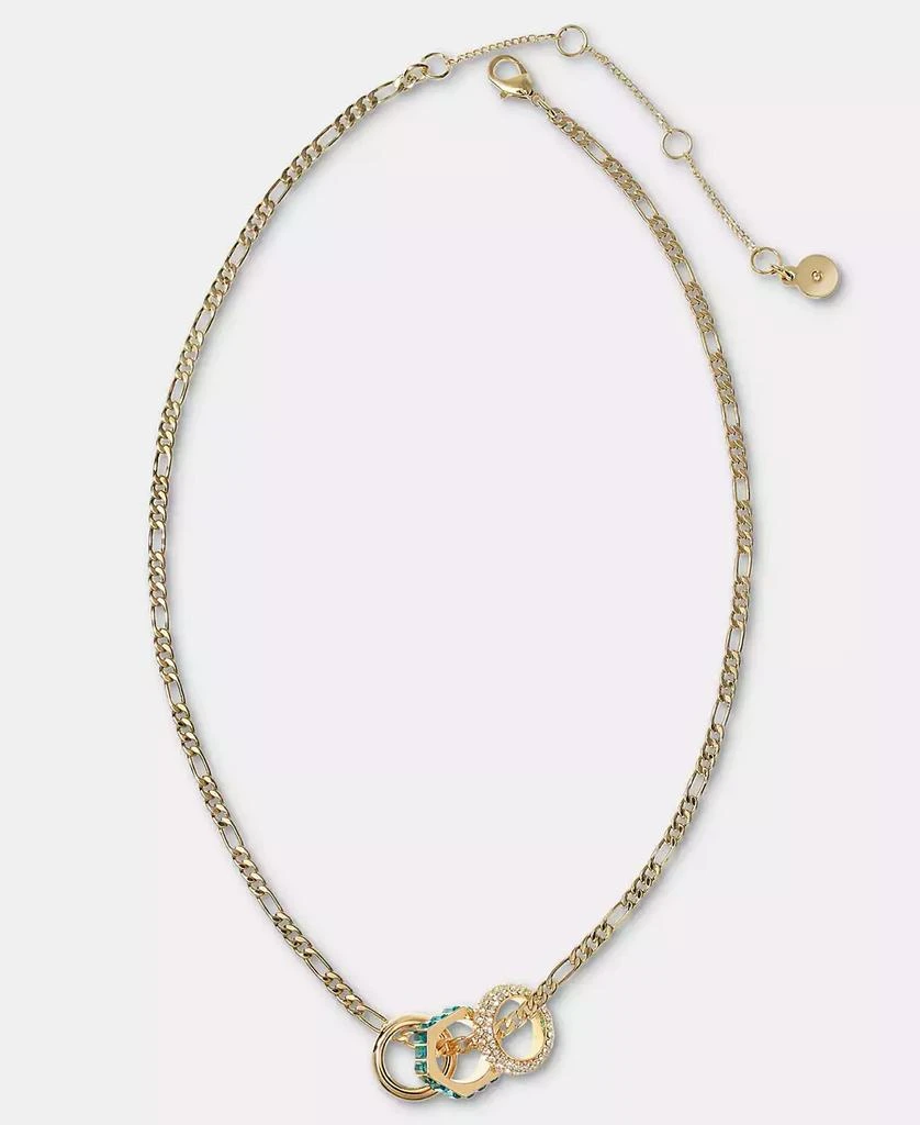 DKNY Gold-Tone Stone, Pavé 
Polished Rondelle Figaro Link Collar Necklace, 16" + 3" extender 2