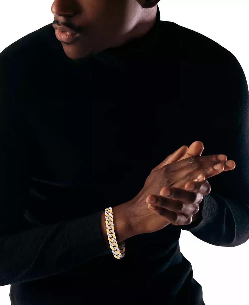 LEGACY for MEN by Simone I. Smith Men
s Crystal Curb Link Bracelet in Stainless Steel 
Gold-Tone Ion-Plate