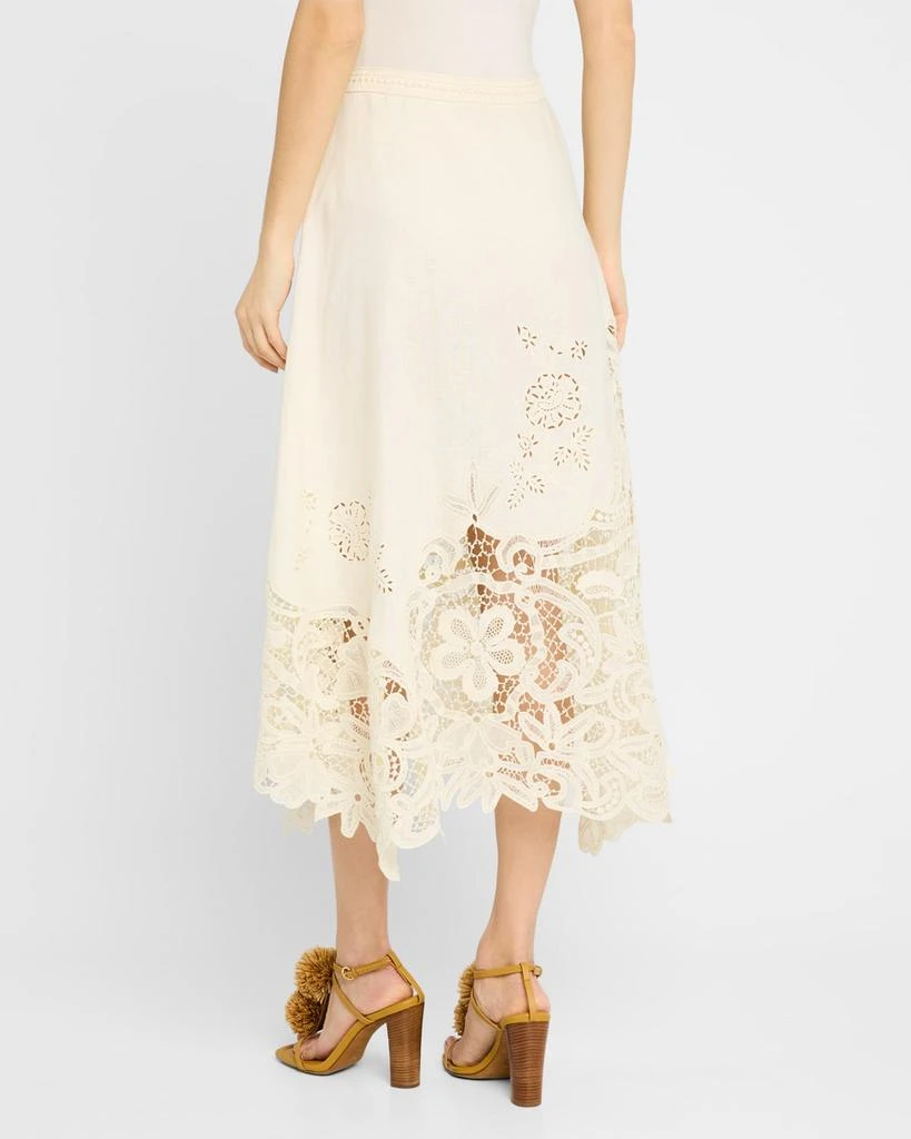 Ulla Johnson Rae Lace Linen Midi Skirt 3