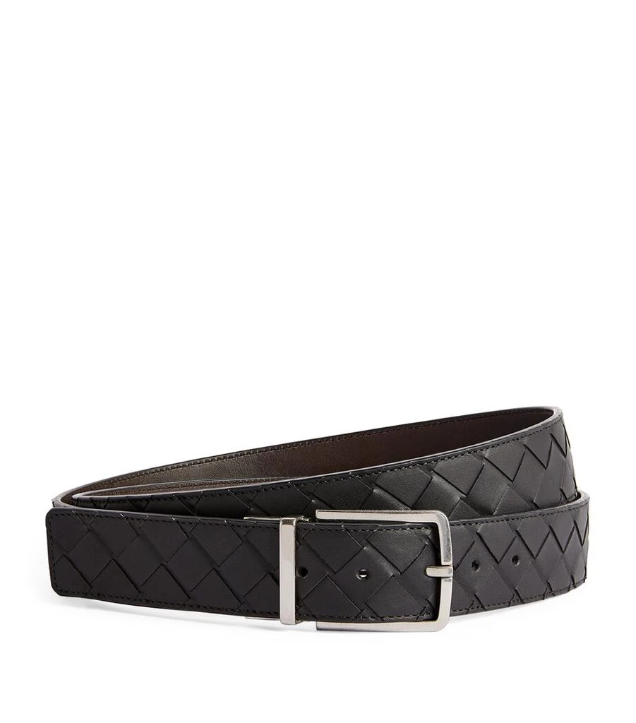 Bottega Veneta Leather Intrecciato Belt 1