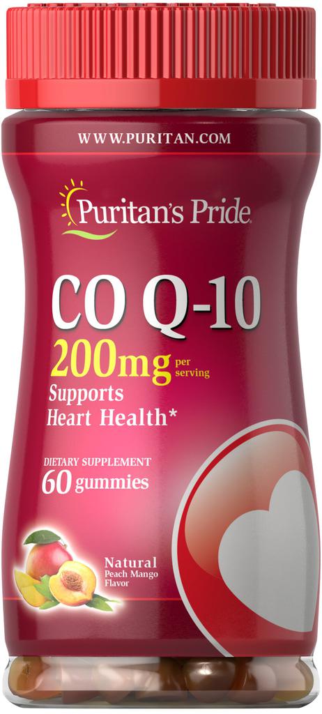 Puritan's Pride Co Q-10 200 mg Gummies Peach Mango Flavor 60 gummies
