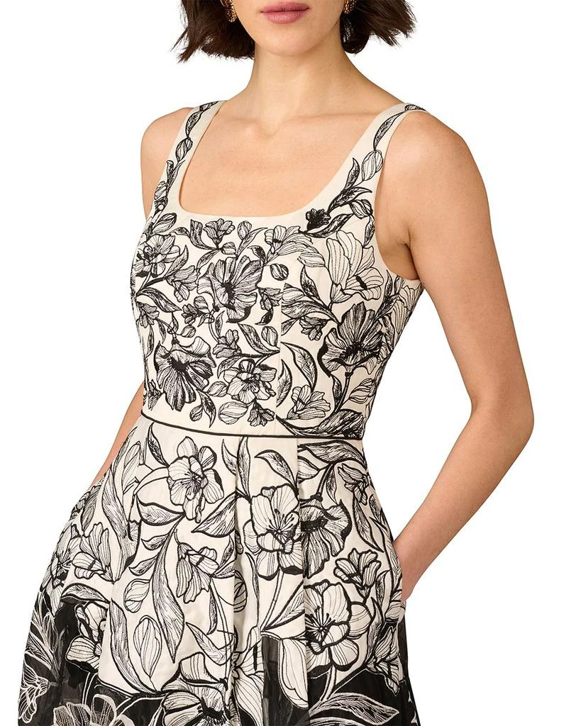 Aidan Mattox Embroidered Organza Midi Dress 3