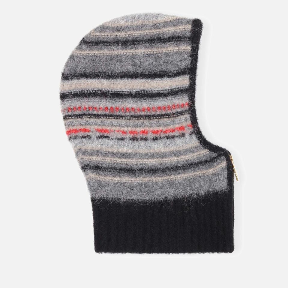 Ganni Ganni Striped Soft Wool-Blend Zip Balaclava