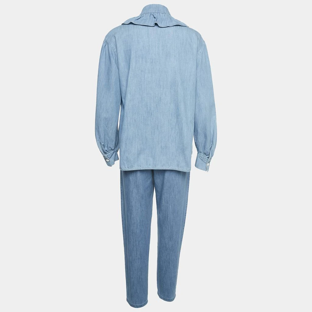 Chloé Chloe Blue Eternal Blue Denim Ruffled Blouse and Trousers Set S 2