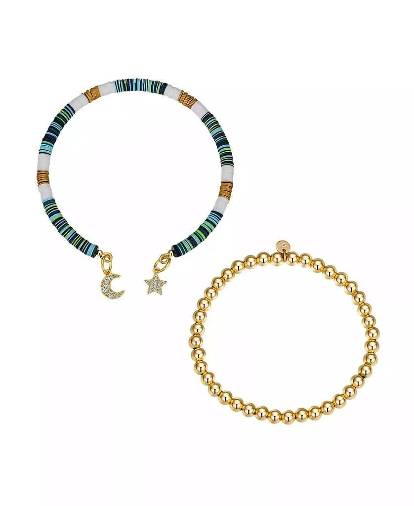 Unwritten Multi Color Disk Bead Moon and Star and Stretch Bracelet Set 1