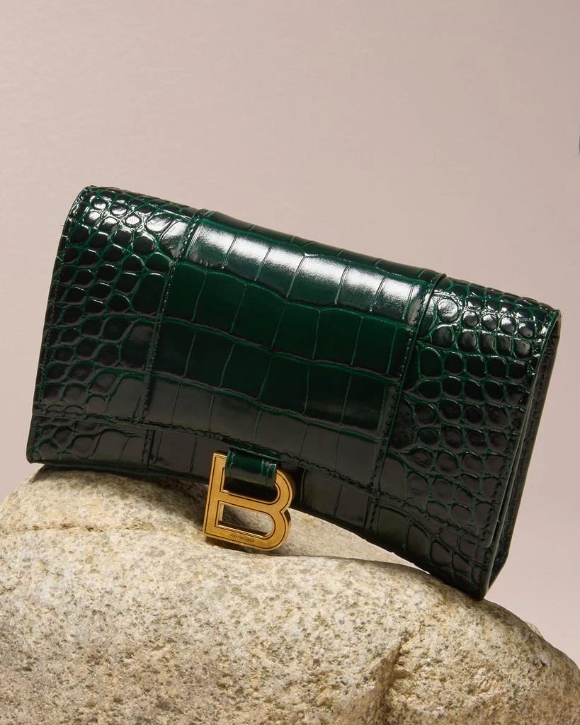 Balenciaga Hourglass Croc-Embossed Wallet on Chain 2