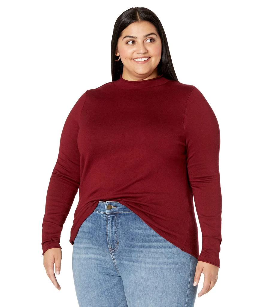 Liverpool Plus Size Mock Neck Rolled Hem Long Sleeve Sweater 1