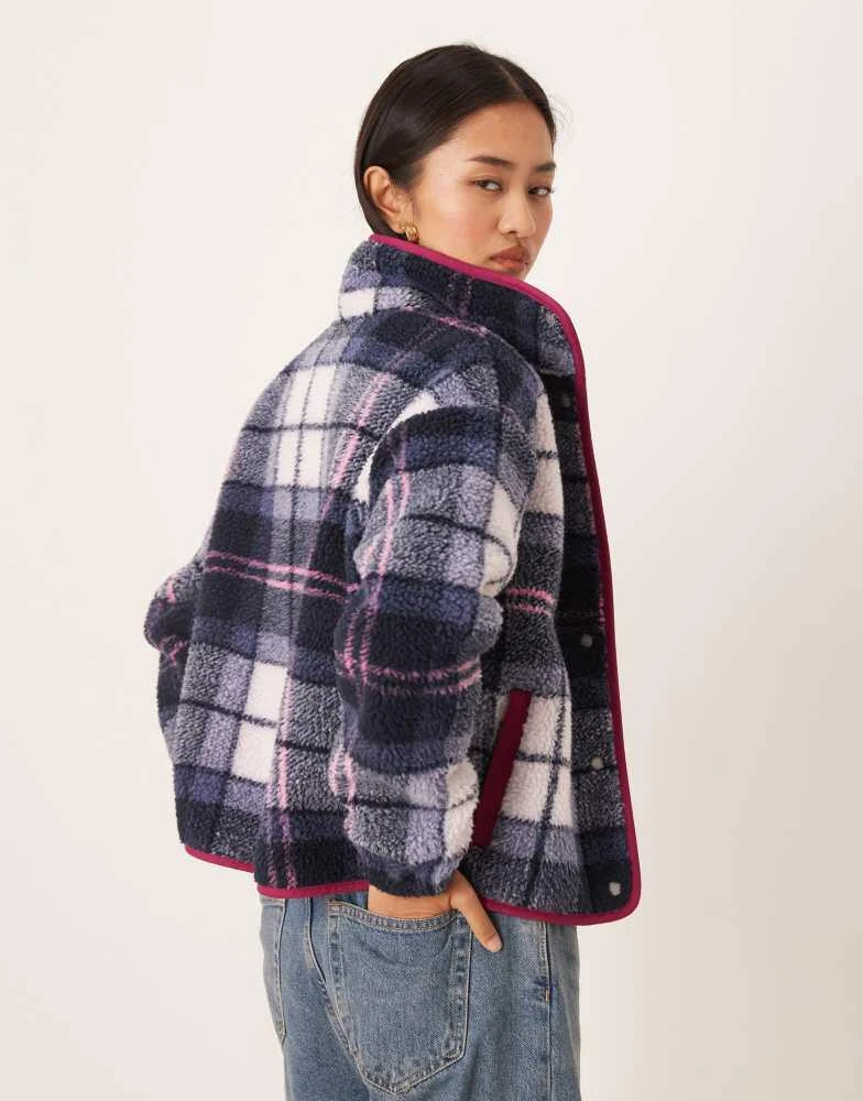 Barbour Barbour X ASOS exclusive tartan print fleece in pink/navy 3