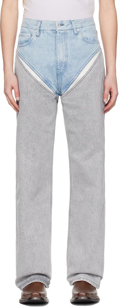 【Y/PROJECT】blue cut out jeans 27size Blue Cut Out Jeans by Y/Project on Sale