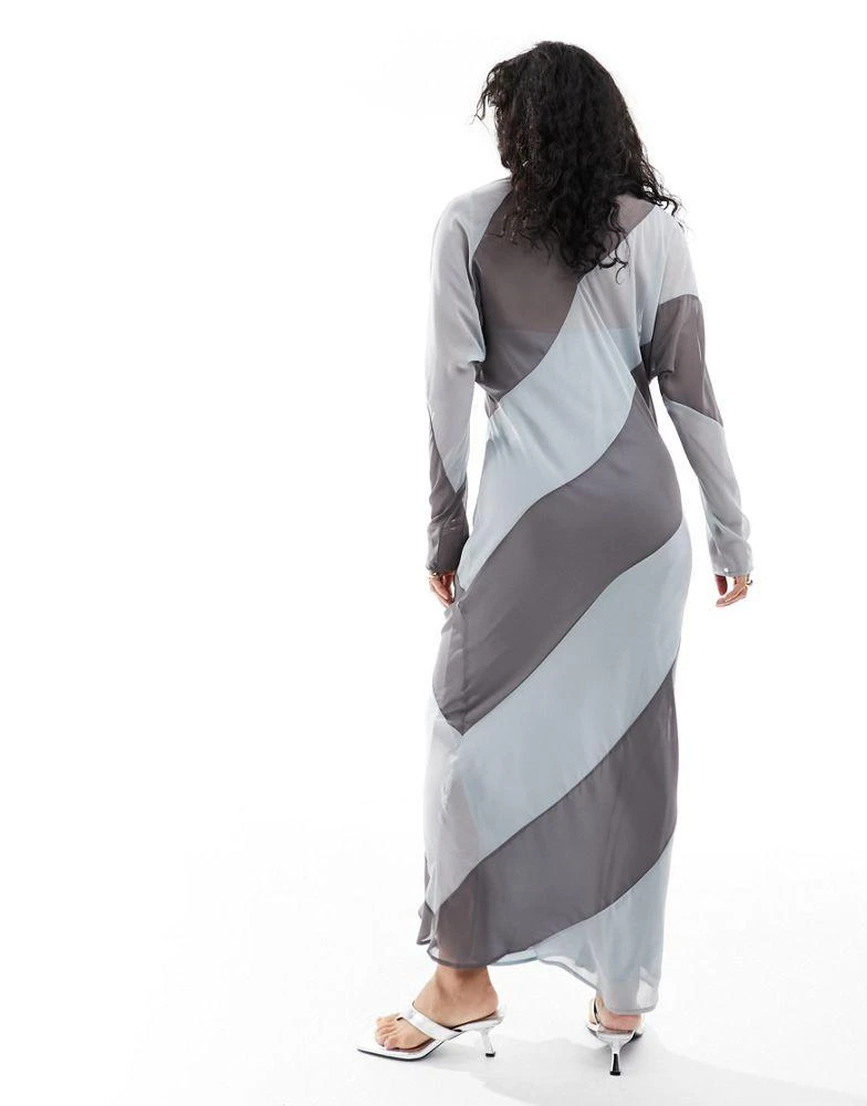 ASOS ASOS DESIGN high neck stripe maxi dress in charcoal stripe 3