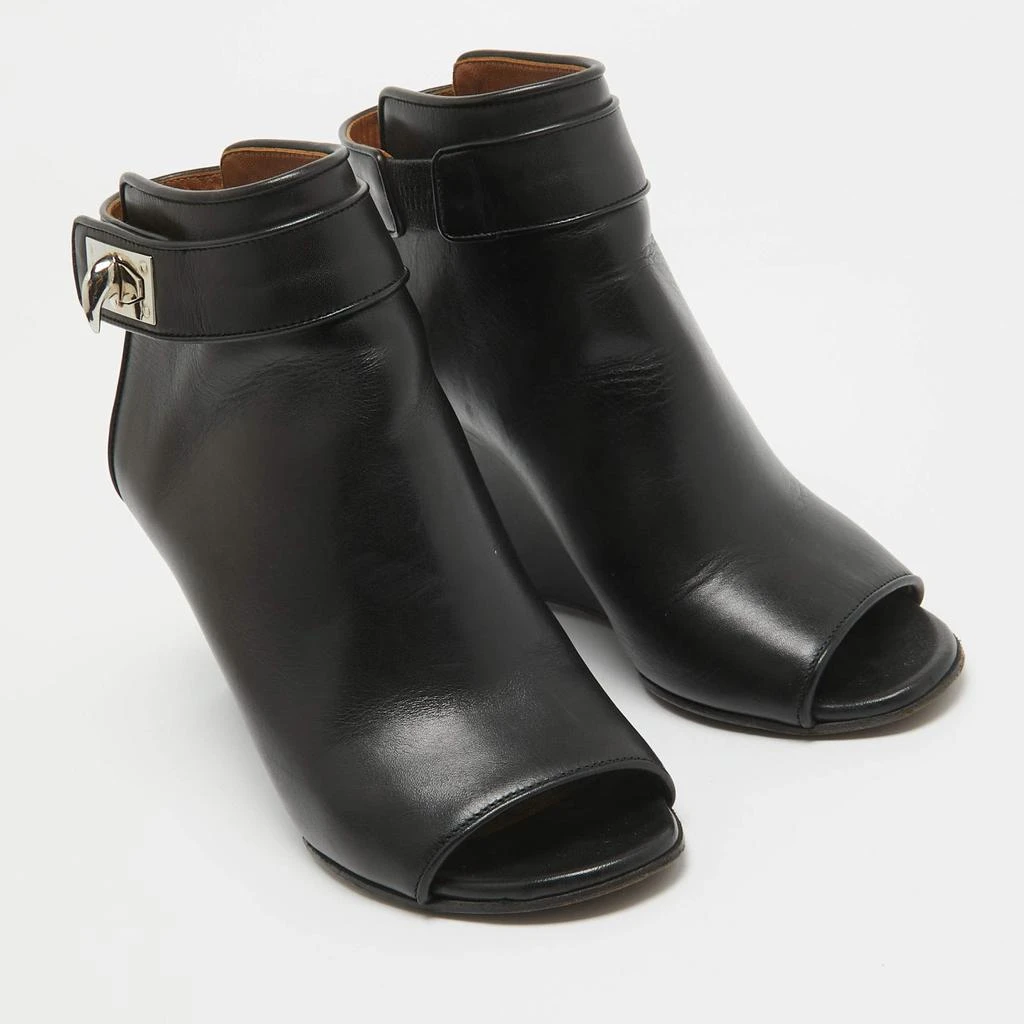 Givenchy Givenchy Black Leather Shark Lock Open Toe Wedge Sandals Size 36 4
