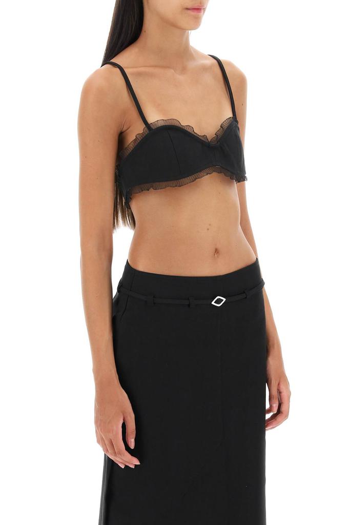 GANNI fishnet knit-edged bra