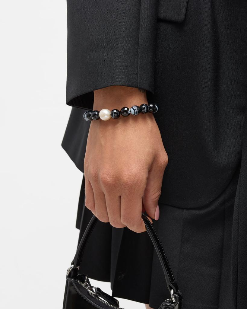 NEST Jewelry Black Agate And Pearl Stretch Bracelet