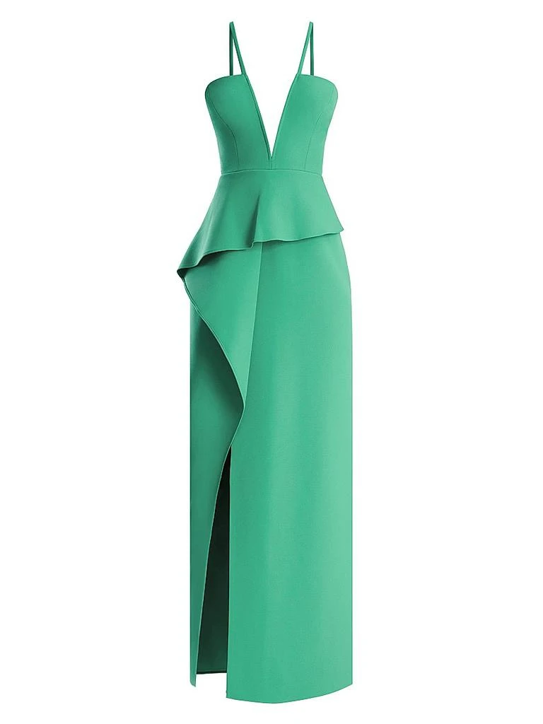 green emerald velvet dress BCBG Size 12 Green Silk Mixed Fabrics Halter Mid Calf Dress – Sui Generis  Designer Consignment main image 1