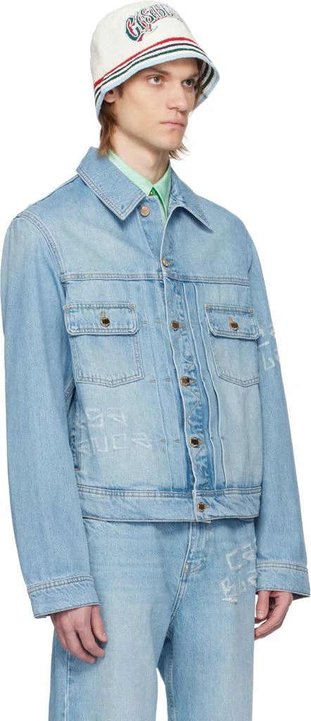 Casablanca Blue Graffiti Distressed Denim Jacket 2