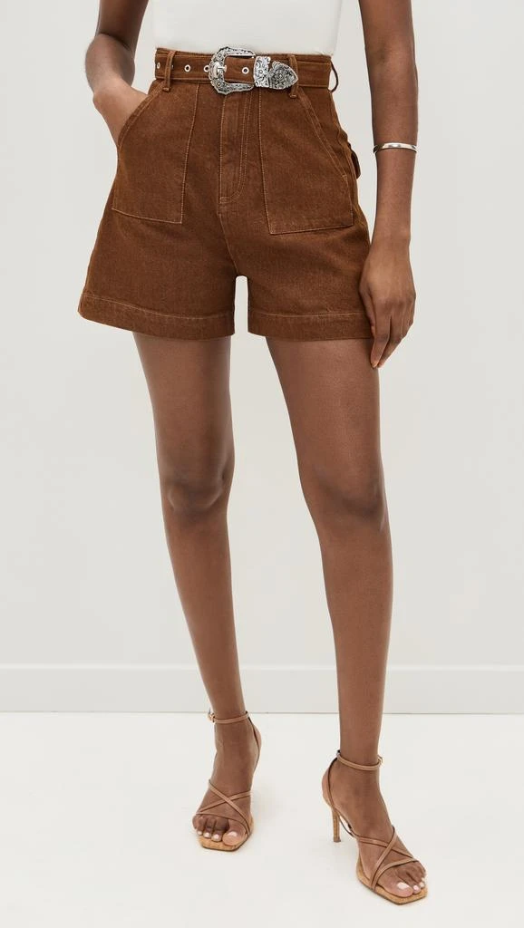 Marques Almeida Brown Denim Shorts With Embellishment Belt 1