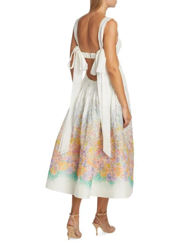 Zimmermann Floral Silk & Linen Bralette-Style Dress 2