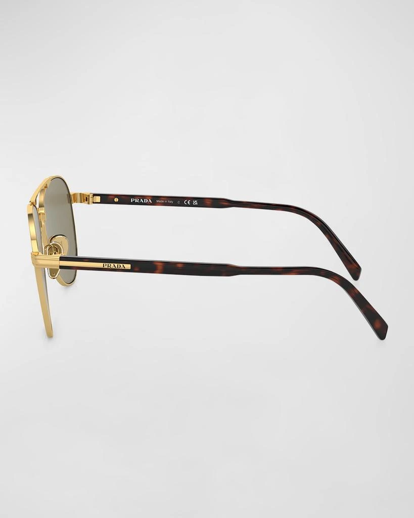 Prada Men's Double-Bridge Steel Aviator Sunglasses 2