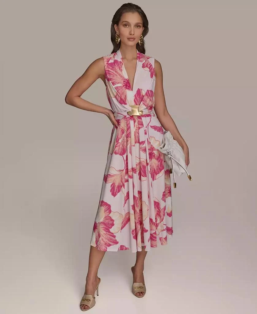 Donna Karan Petite Floral-Print Belted Midi Dress 5