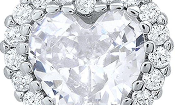 Queen Jewels Sterling Silver Cubic Zirconia Halo Birthstone Heart Drop Earrings 4