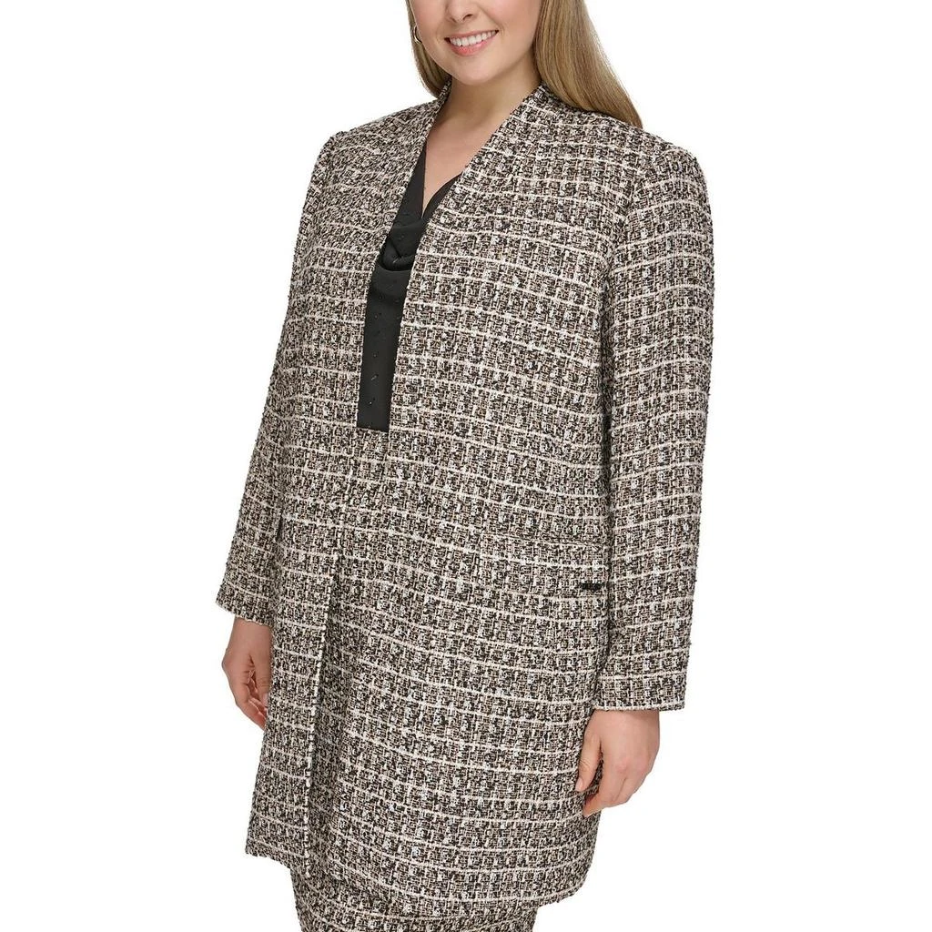 Shop Plus Womens Tweed Open Front Duster Blazer on Sale at