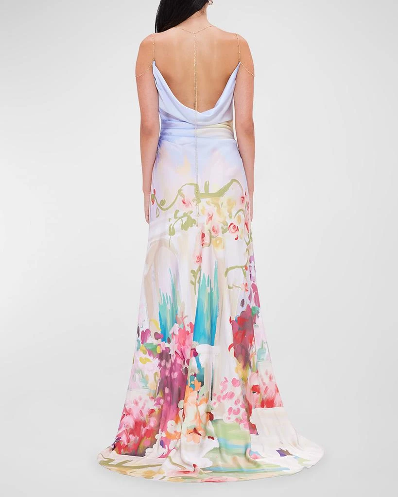 LEO LIN Imogen Draped Floral-Print Gown 3