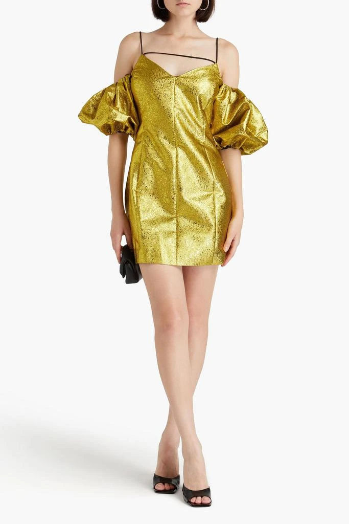Stine Goya Brera cold-shoulder metallic fil coupé jacquard mini dress 2