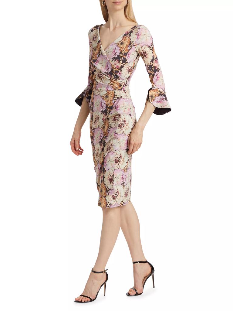 Chiara Boni La Petite Robe Triana Chainlink Floral Surplice Midi-Dress